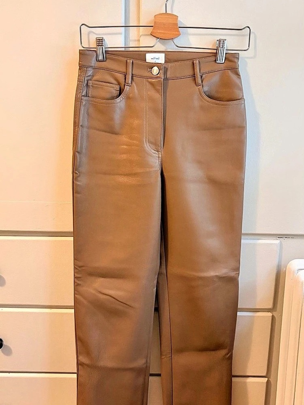 Wilfred Melina Straight Leg Vegan Leather Pants in Brown Size 2 Like New
